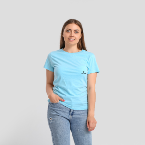 IYLER Blue Regular Fit 100% Cotton T-shirts Women