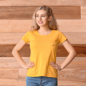 IYLER Yellow Regular Fit 100% Cotton T-shirts Women