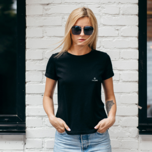 IYLER Black Regular Fit 100% Cotton T-shirts Women